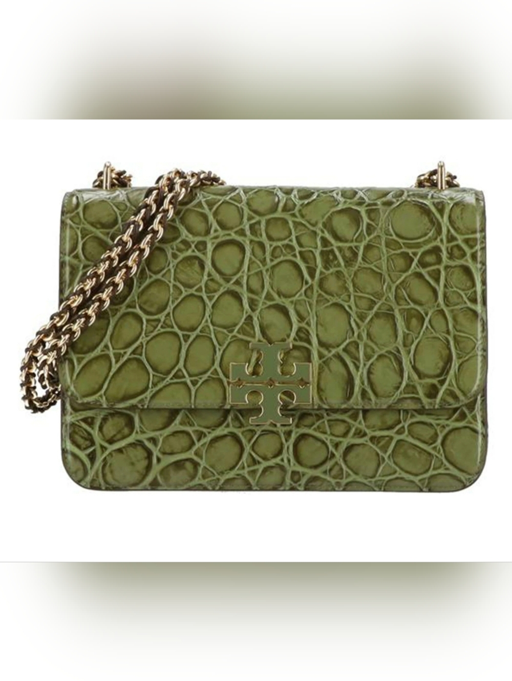 NWT TORY BURCH Britten Embossed Croc Shoulder Bag, Size S